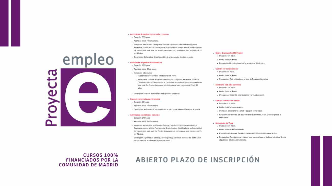 cursos gratis desempleados Madrid