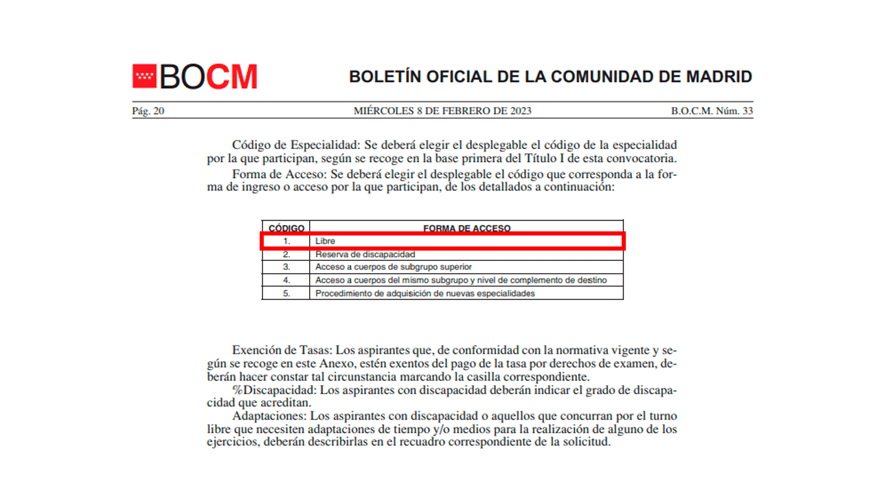 convocatoria profesor madrid