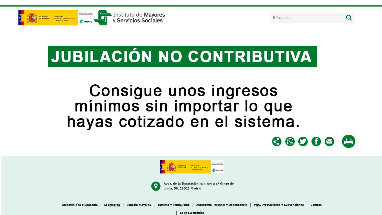 jubilación no contributiva IMSERSO
