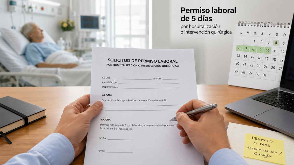 Solicitud de permiso laboral de 5 días por hospitalización o intervención quirúrgica