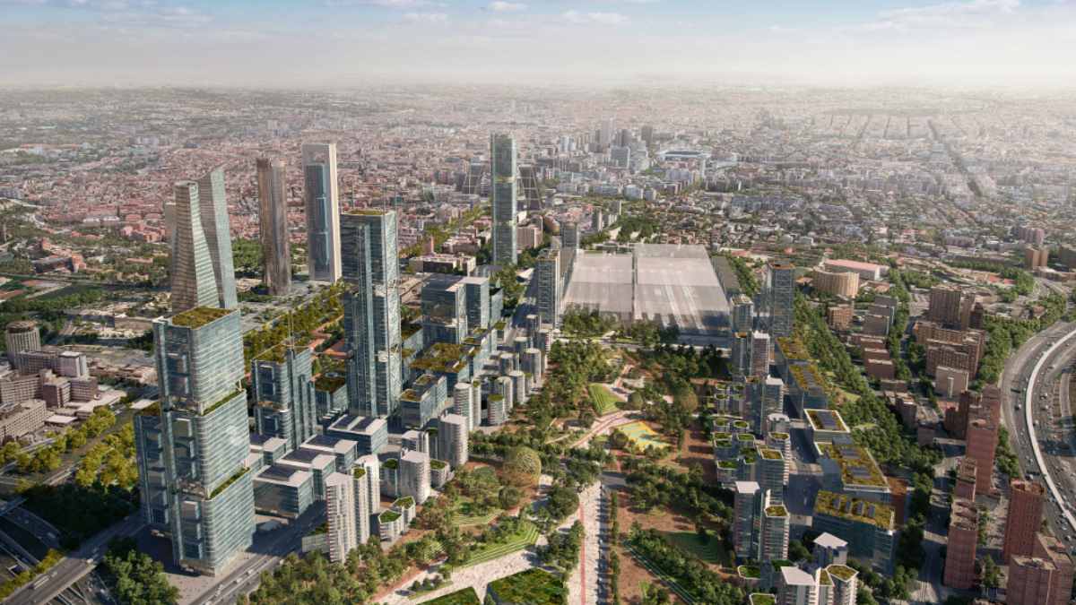 Vista aérea de Madrid Nuevo Norte con más de 7.100 viviendas, conexión con El Pardo y nuevas infraestructuras hídricas