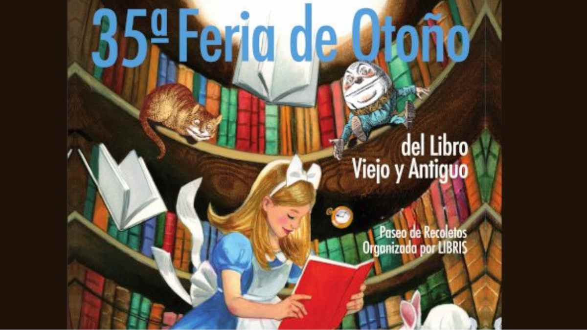 Cartel de la 35 Feria de Otoño del Libro Viejo y Antiguo en el Paseo de Recoletos Madrid 2025.
