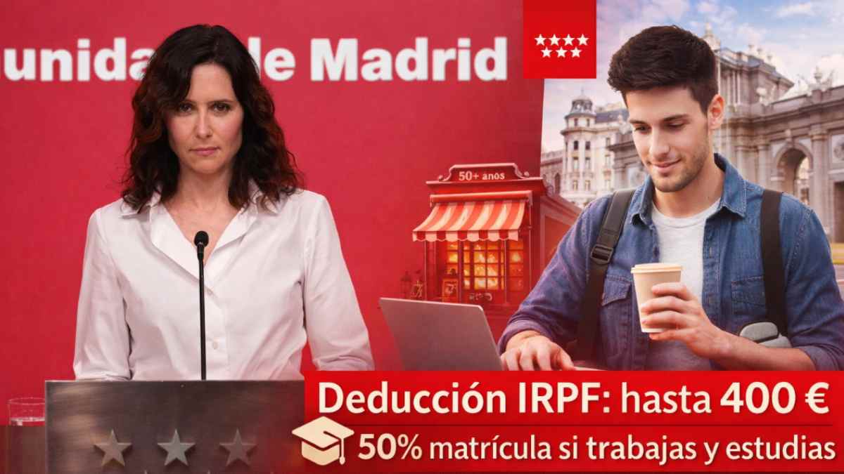 Deducción de hasta 400 euros en el IRPF para jóvenes que trabajan y estudian en la Comunidad de Madrid