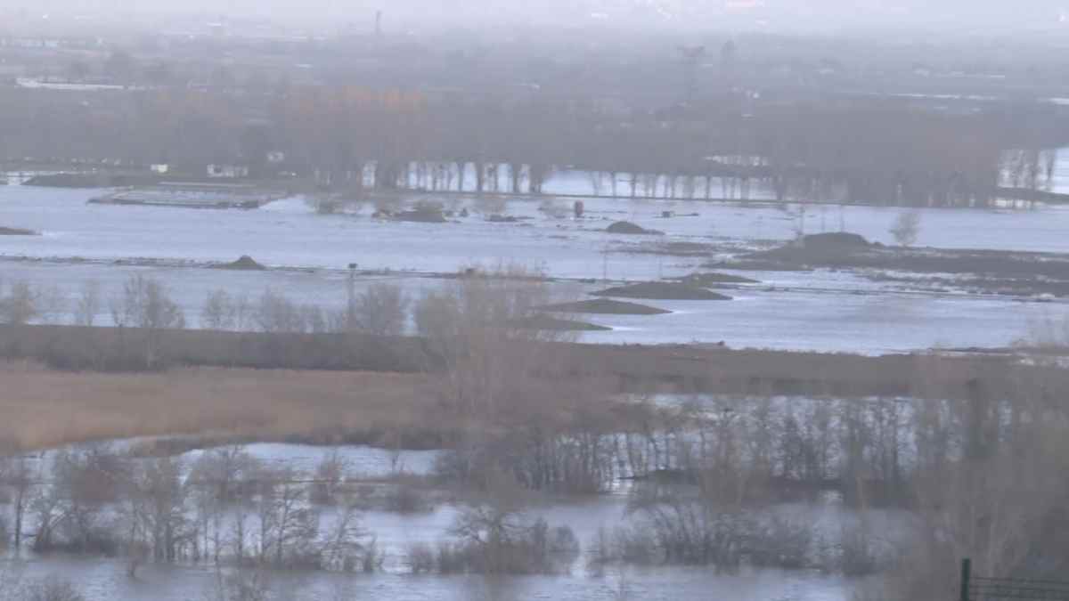 Campos agrícolas inundados en Madrid tras las fuertes lluvias y tormentas