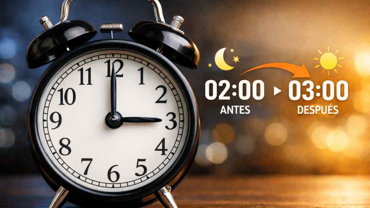 Reloj marcando las 03:00 horas por el cambio de hora 2026 al horario de verano en España según el BOE