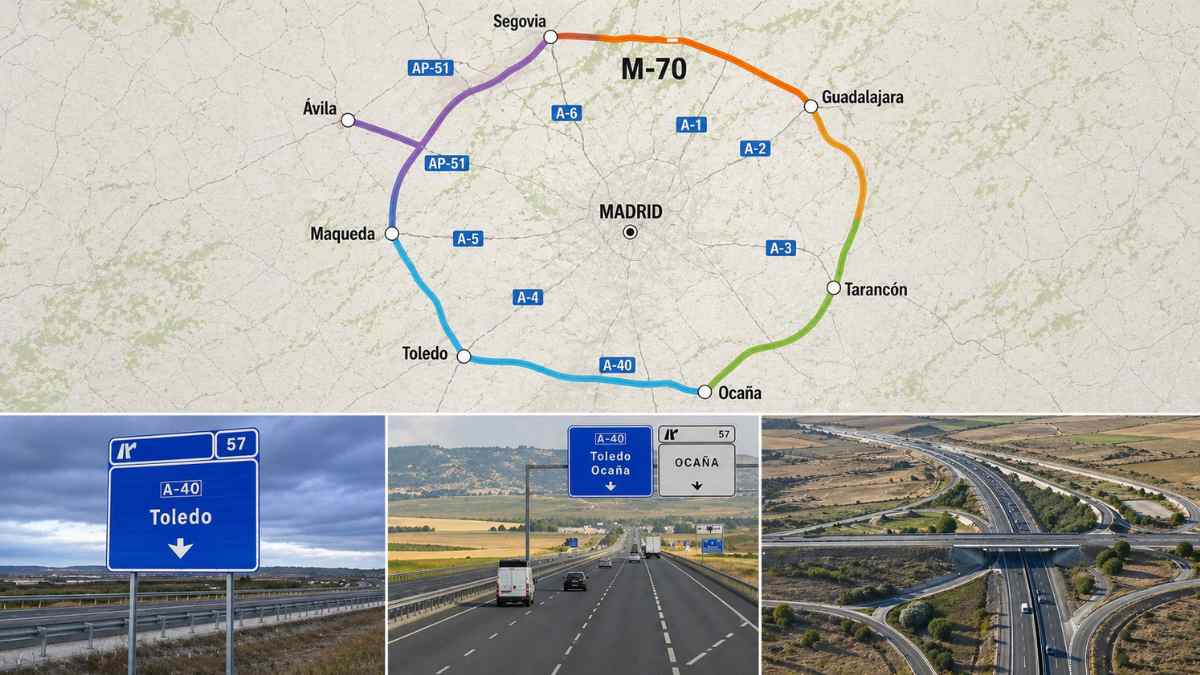 M-70 supercircunvalación Madrid mapa y autovías conexión Toledo Guadalajara Segovia Ávila tráfico