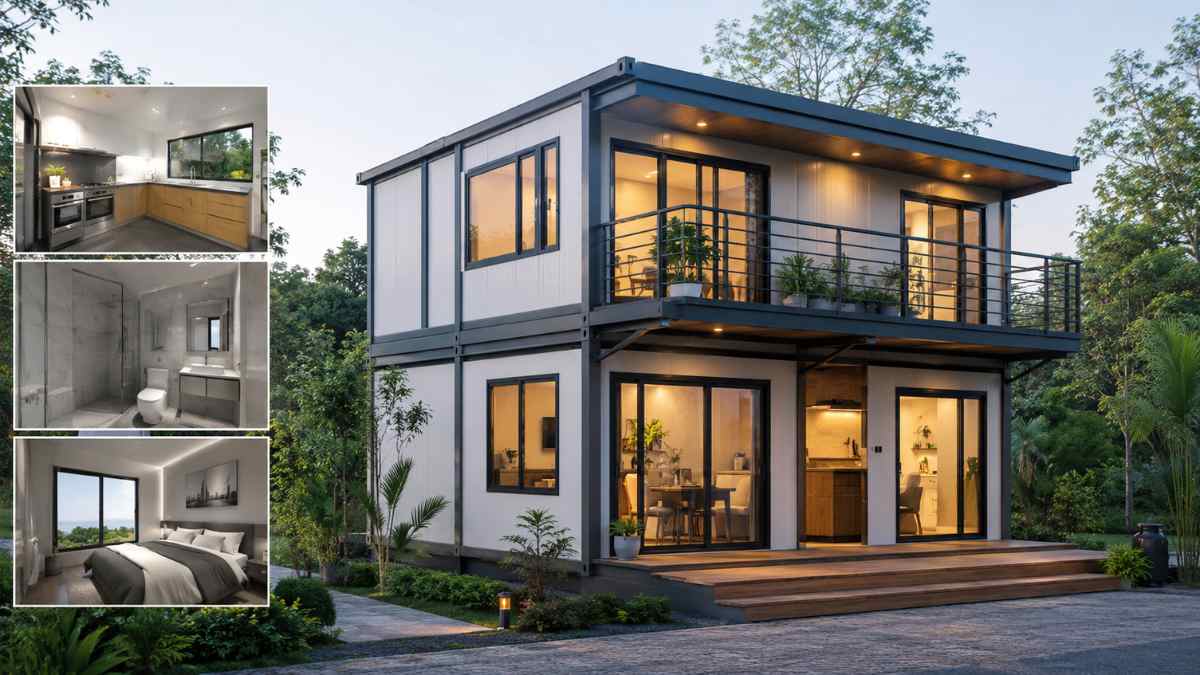 Casa prefabricada ampliable de Amazon con cuatro dormitorios, cocina y baño integrado