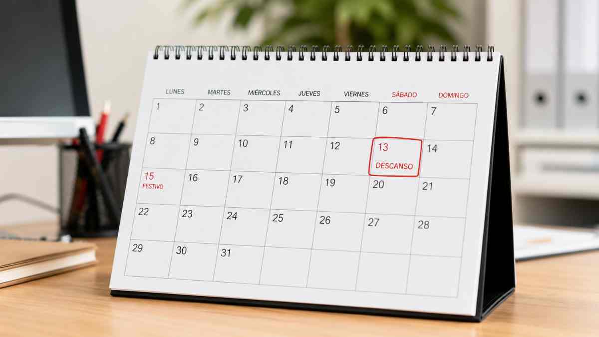 Calendario laboral con un festivo en sábado y un día de descanso marcado tras la sentencia de la Audiencia Nacional