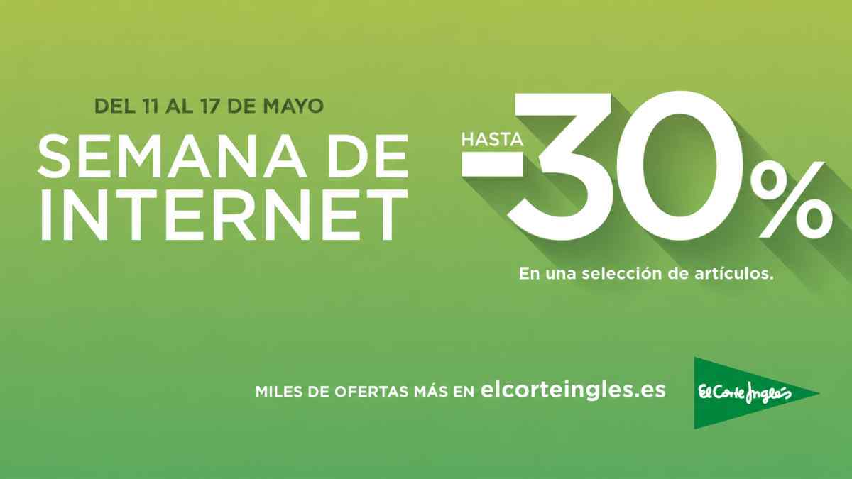 Semana de Internet de El Corte Inglés con descuentos de hasta el 30% en compras online y app