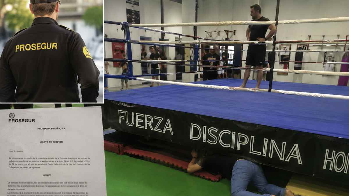 Vigilante de Prosegur escondido bajo un ring de boxeo tras recibir una carta de despido durante su baja médica