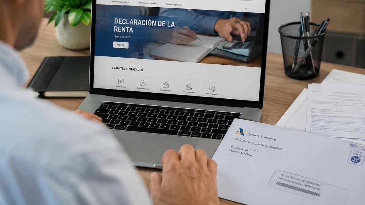 Contribuyente revisando la declaración de la Renta en la web de la Agencia Tributaria tras recibir una carta de Hacienda