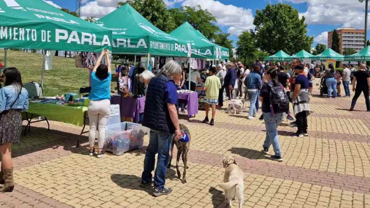Feria Parla Adopta con familias y protectoras de animales en el Parque del Universo de Parla