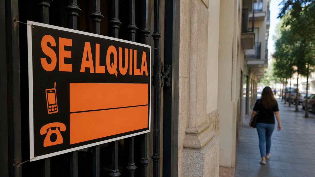 Cartel de se alquila en vivienda en España tras nueva normativa que obliga a indemnizar a inquilinos