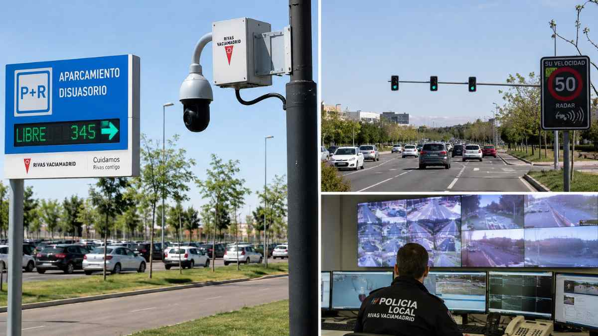 Cámaras de tráfico y aparcamientos inteligentes instaladas en Rivas Vaciamadrid para controlar la movilidad urbana