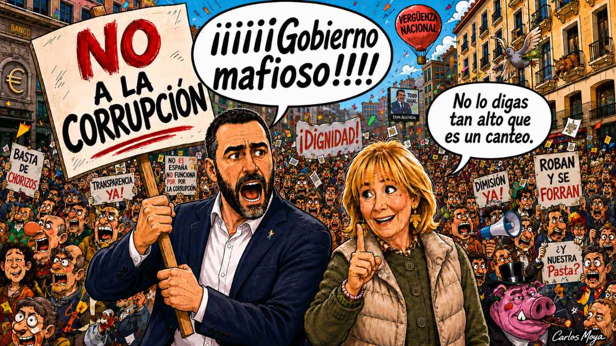 Víctor de Aldama y Esperanza Aguirre en la manifestación contra la corrupción celebrada en Madrid