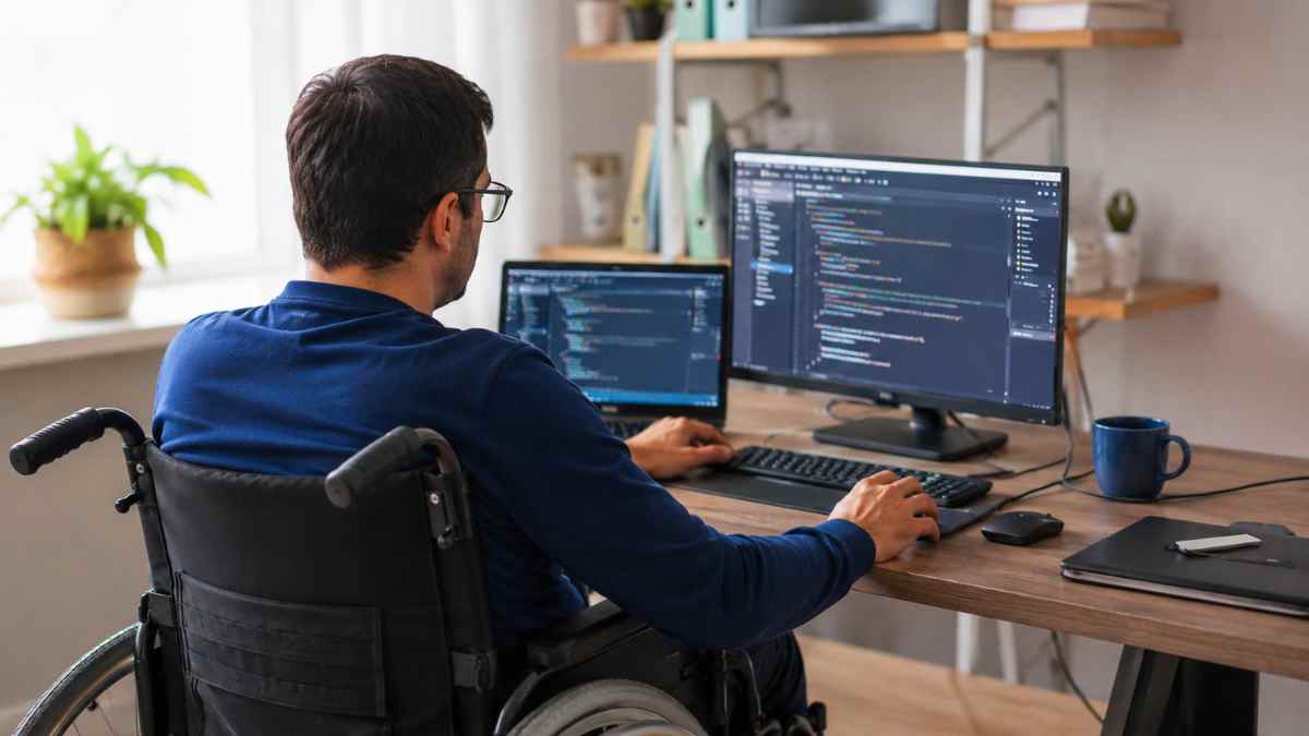 Persona con discapacidad realizando una formación tecnológica online para acceder a un empleo en el sector digital