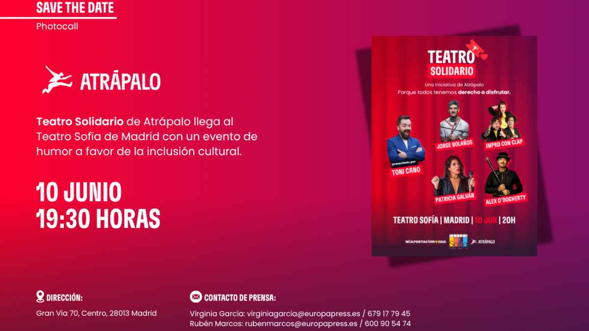 Teatro Solidario de Atrápalo en Madrid con un evento de humor benéfico en el Teatro Sofía