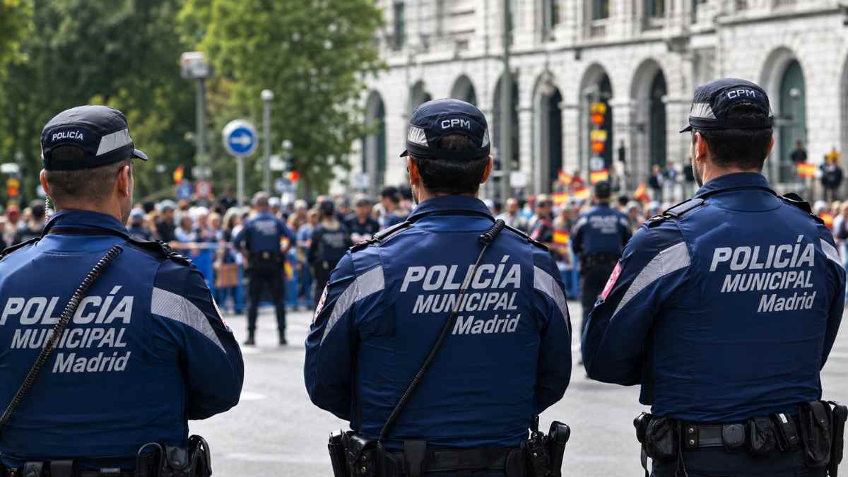 Agentes de la Policía Municipal de Madrid tras el preacuerdo del nuevo convenio con mejoras salariales y laborales
