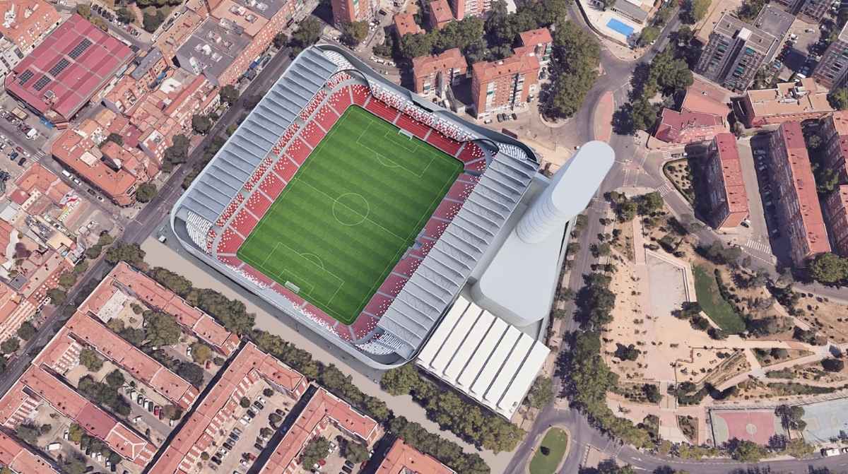 Recreación de la reforma del estadio de Vallecas para el Mundial 2030