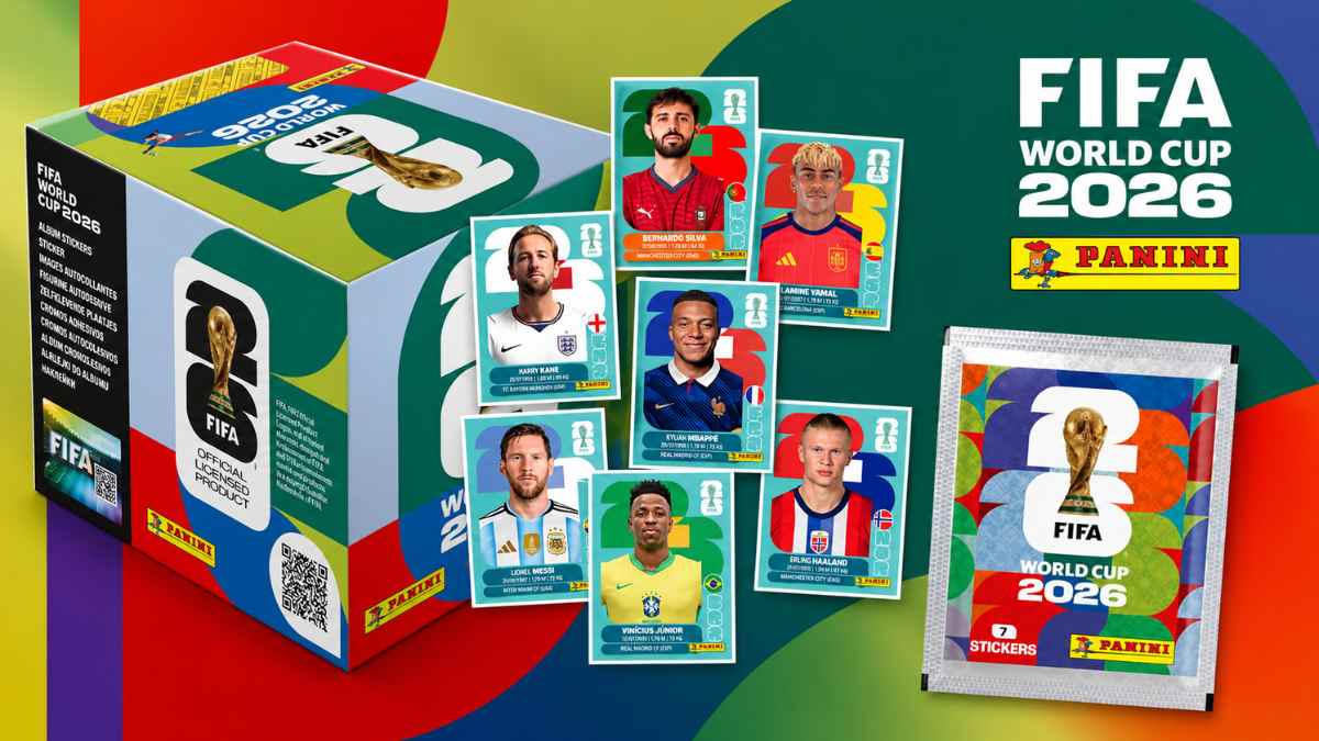 Caja de cromos Panini del Mundial 2026 con sobres y adhesivos oficiales de la FIFA World Cup 2026