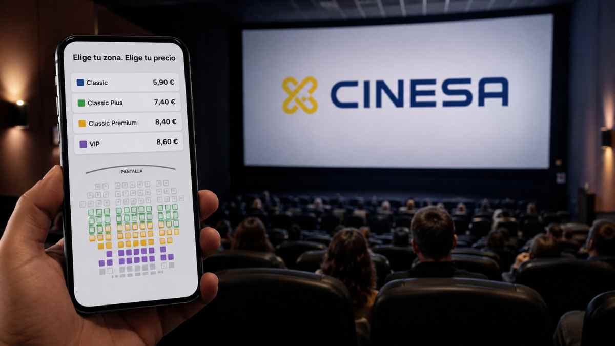 Usuario seleccionando butacas con diferentes precios en una sala de cine de Cinesa.