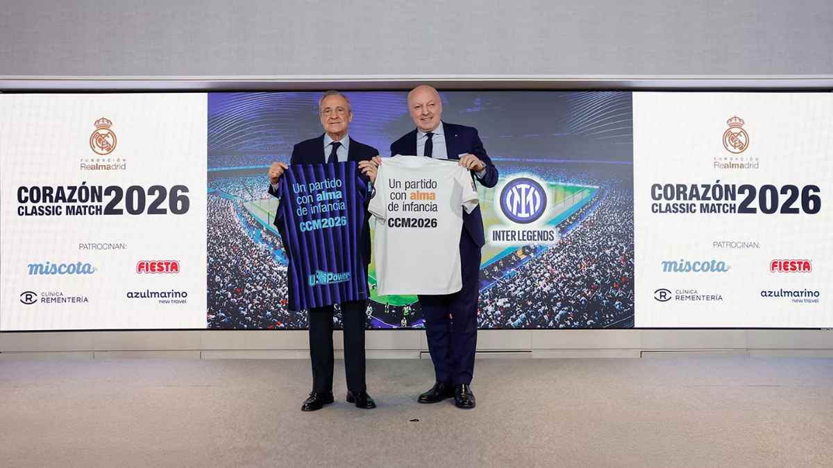 Presentación del Corazón Classic Match 2026 entre Real Madrid Leyendas e Inter Legends en el Santiago Bernabéu