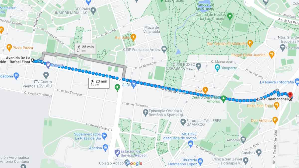 Mapa del recorrido previsto para la ampliación de la Línea 11 de Metro entre Cuatro Vientos y Carabanchel Alto