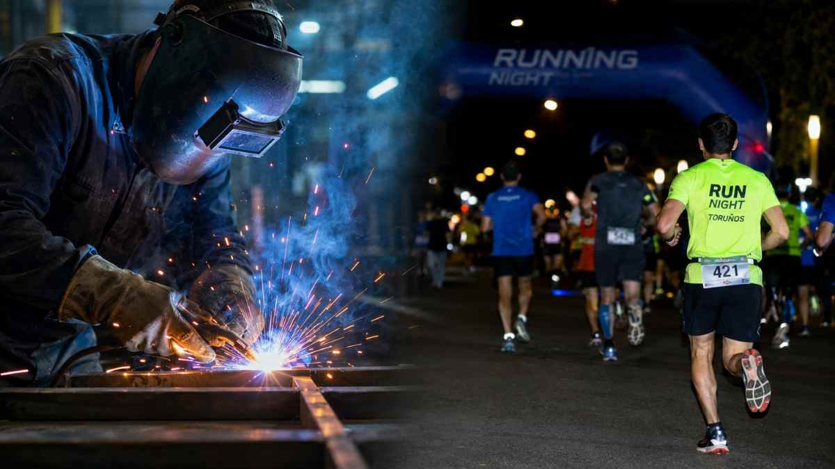 Soldador de baja laboral corriendo una carrera nocturna en una imagen ilustrativa sobre un despido procedente.
