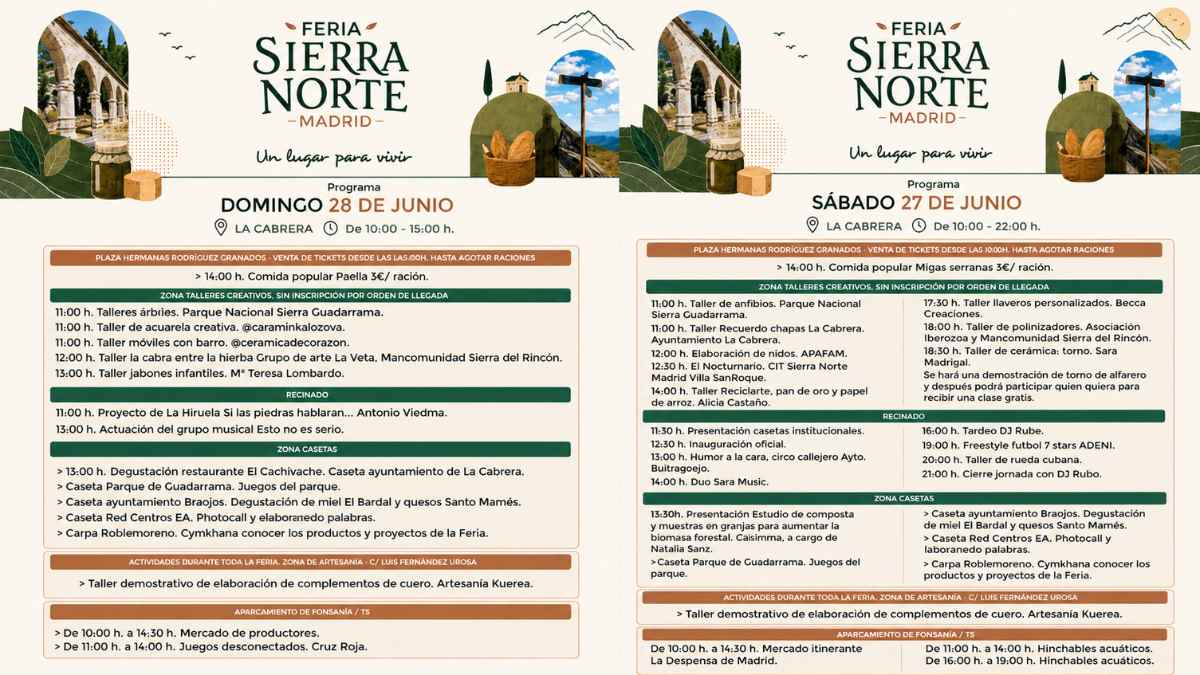 Feria Sierra Norte 2026 en La Cabrera con el programa de actividades, talleres y gastronomía del fin de semana