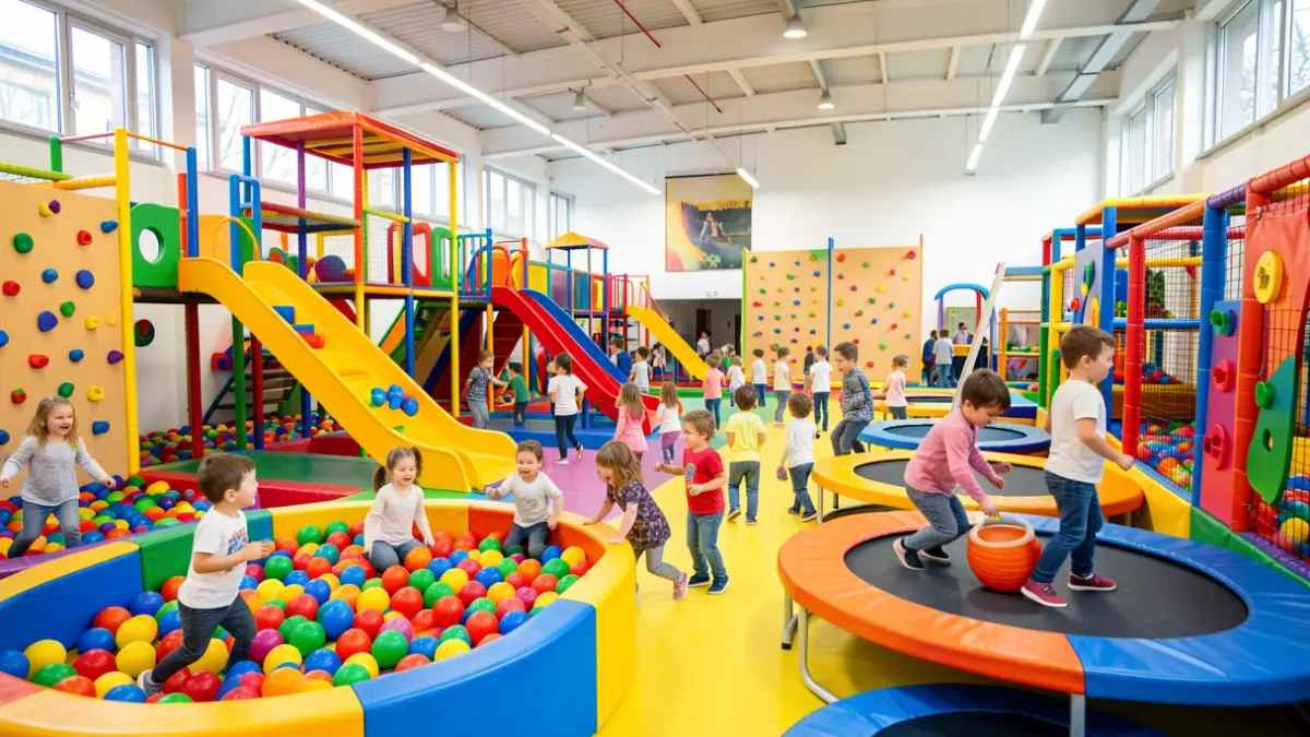 Parque infantil Monkey Town Madrid con piscina de bolas, toboganes y camas elásticas para niños