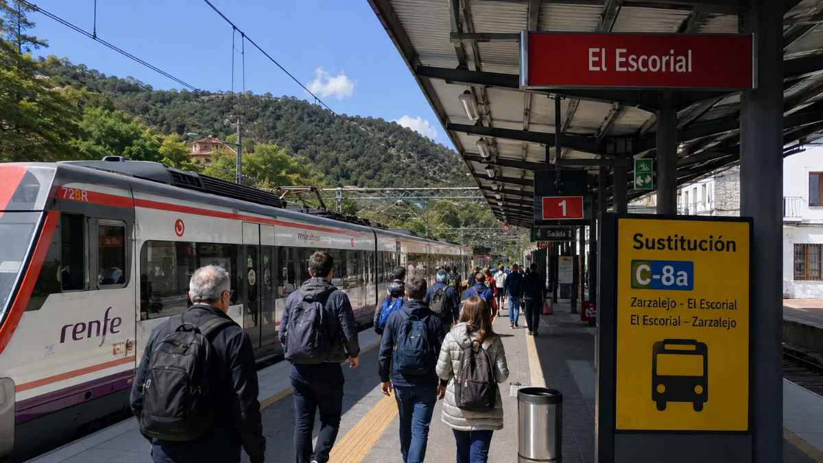 Renfe habilita transporte alternativo por autobús en la línea C8a de Cercanías Madrid entre El Escorial y Zarzalejo