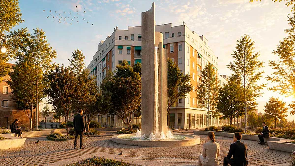 Fuente de Parque Ventas, nuevo hito de 10 metros en Madrid rodeado de vecinos este otoño