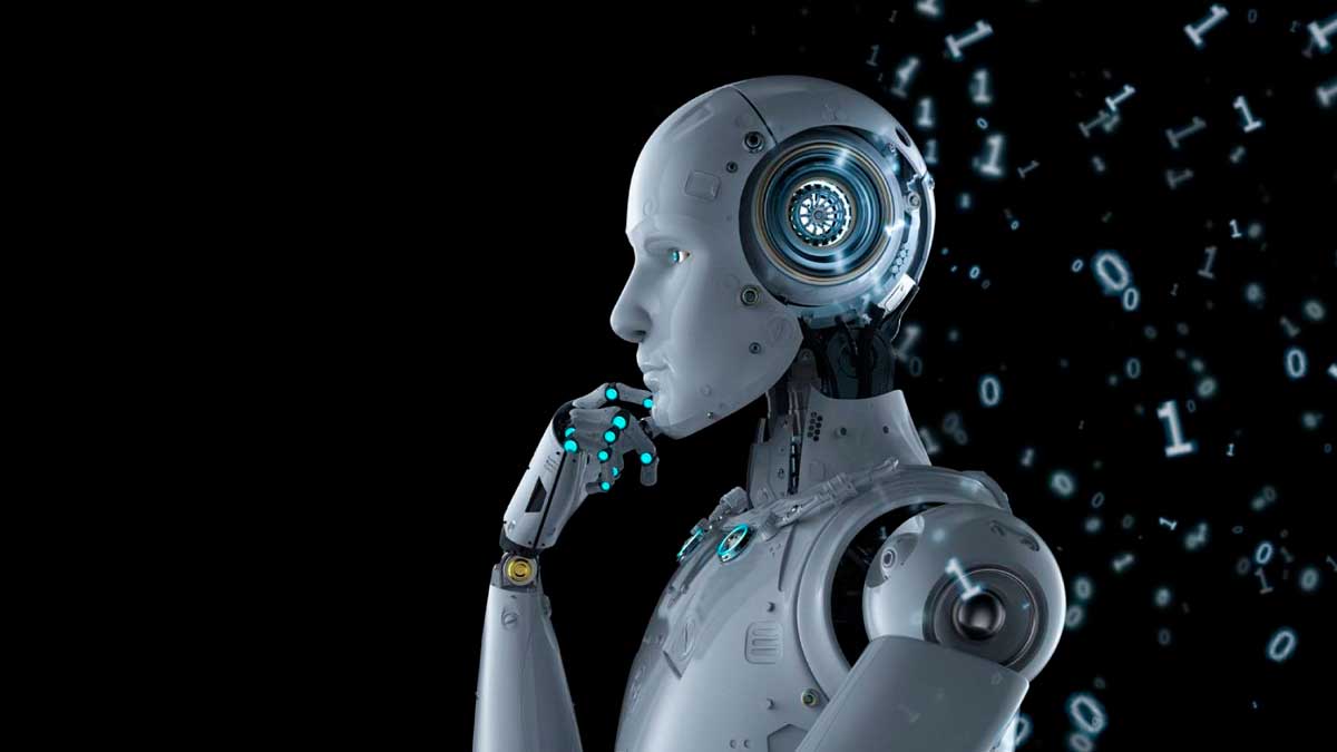 Robot de inteligencia artificial pensando, representando la IA en el trabajo