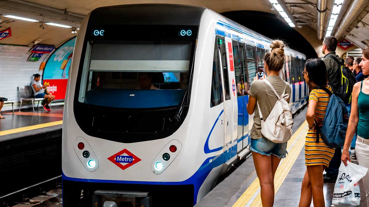 Usuarios esperan el Metro de Madrid en la línea 9B durante las obras de suspensión Arganda-Rivas en verano
