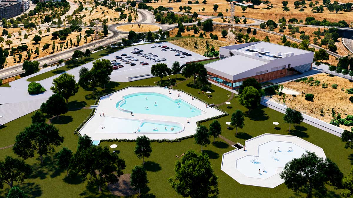 Vista aérea de la piscina de Solagua en Leganés tras la adjudicación de las obras por 10,6 millones