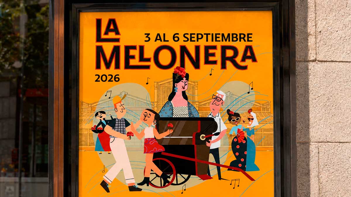 Ilustración de las Fiestas de La Melonera 2026 en Arganzuela, Madrid.