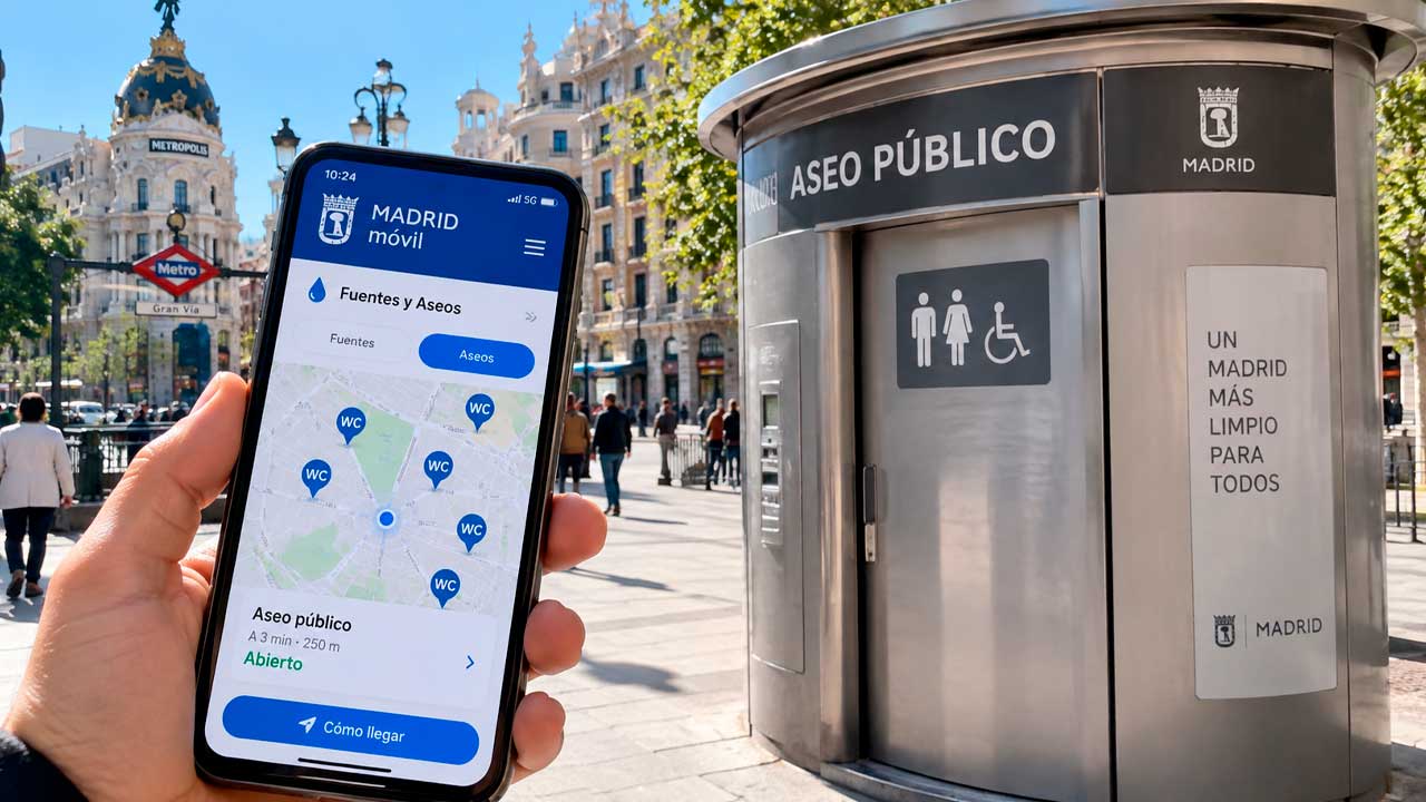 Baño público en Madrid localizado con la aplicación Madrid Móvil