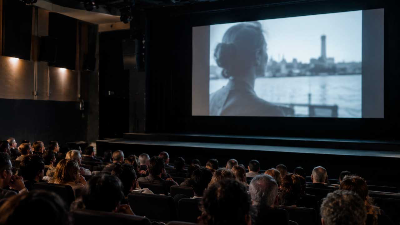 Público durante una proyección de cortometrajes en una sala de cine de Madrid