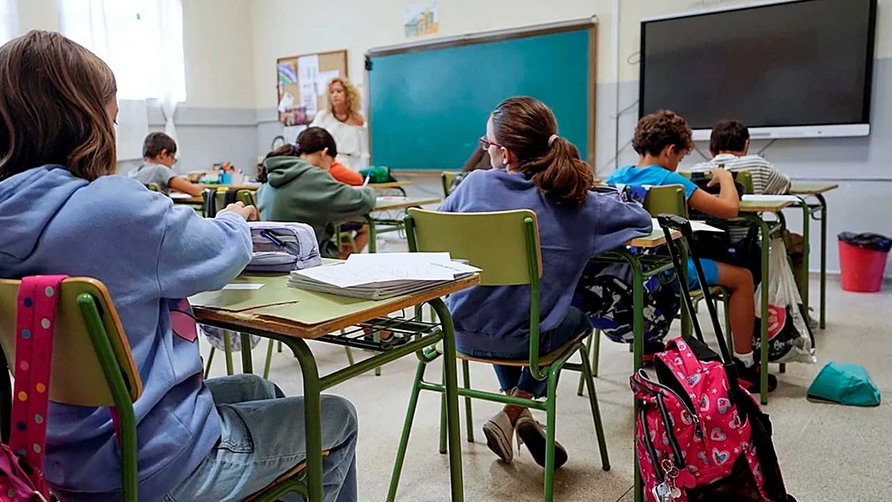 Alumnos en un colegio de Madrid durante la vuelta al cole