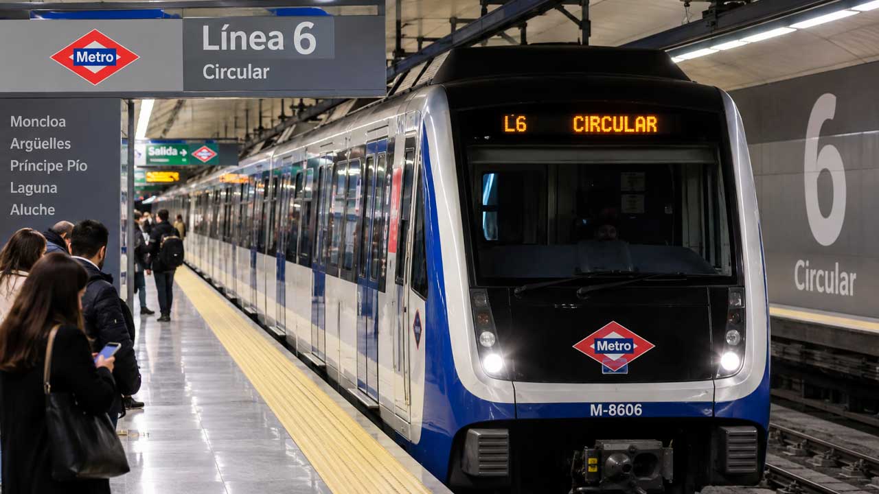 Tren de la Línea 6 de Metro de Madrid en una estación