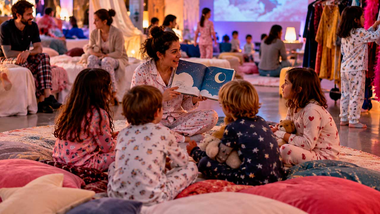 Familias participan en el ciclo En Pijama de Quinta de los Molinos en Madrid