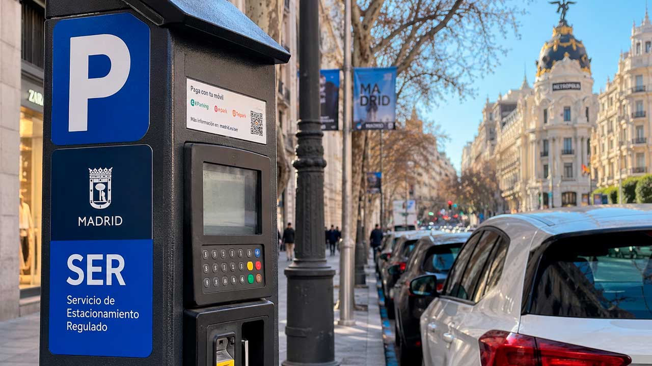 Parquímetro del SER en una calle de Madrid