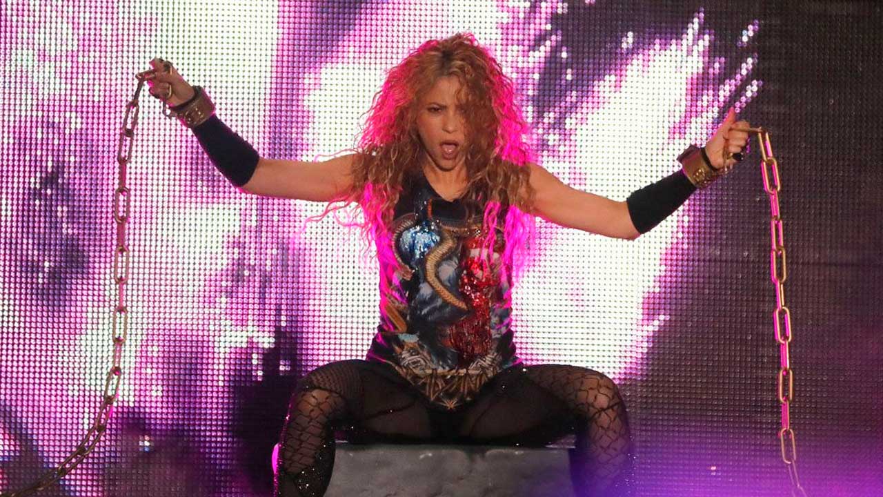 Shakira durante un concierto antes de sus actuaciones en Madrid