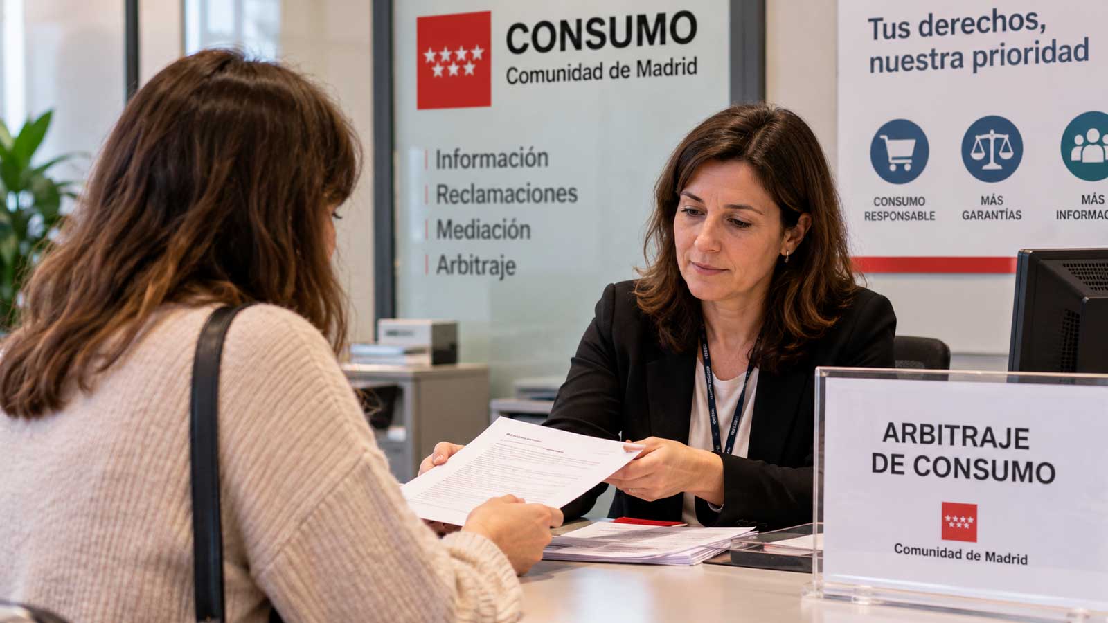 Consumidora presenta una reclamación para solicitar un arbitraje de consumo en Madrid