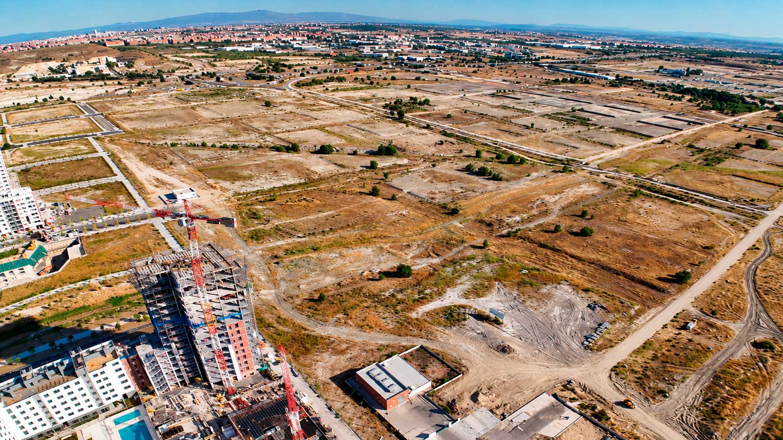 Vista aérea de las obras de la Gran Vía del Sureste entre Vallecas y Vicálvaro
