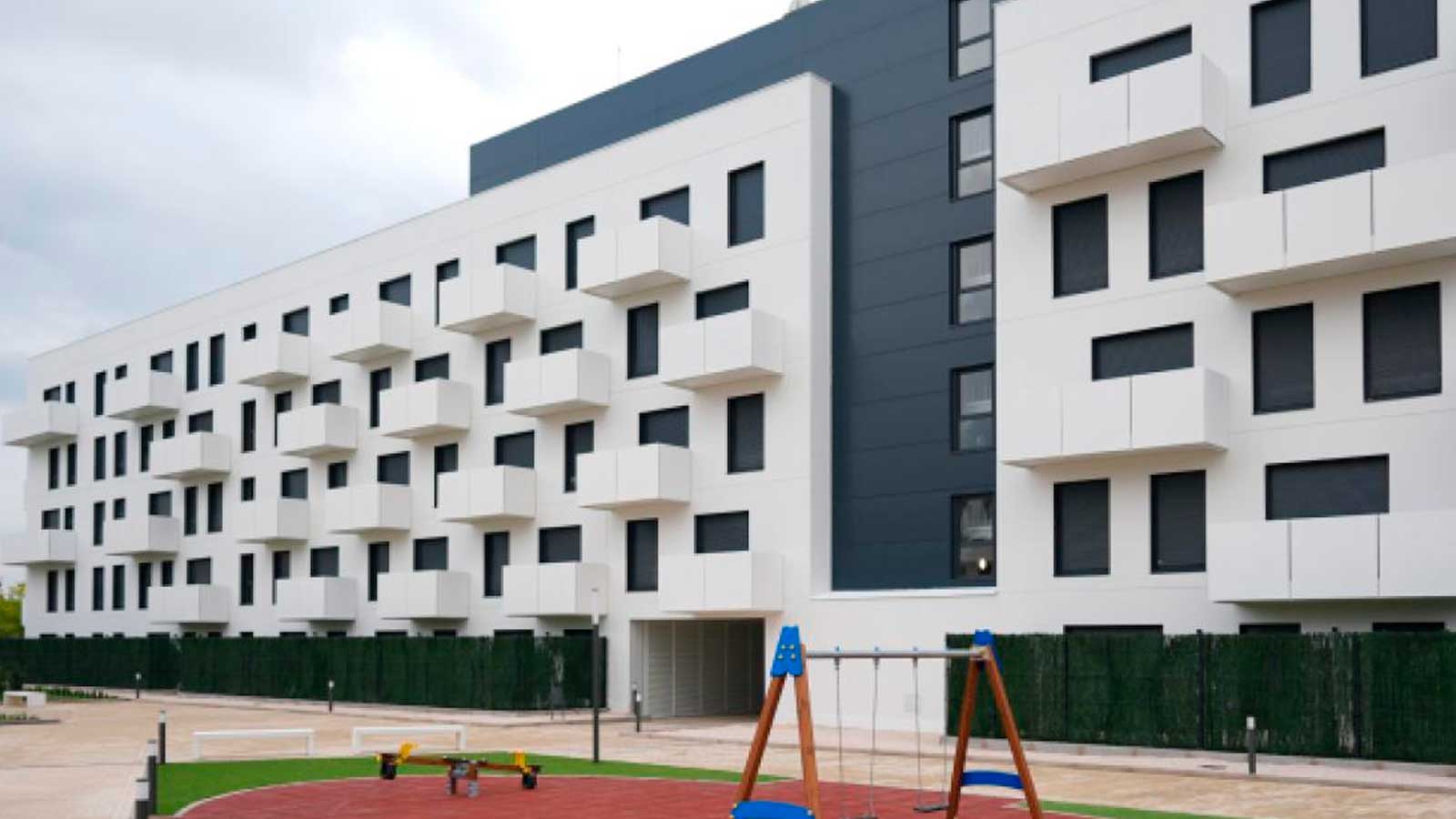 Edificio de viviendas de alquiler asequible del Plan Vive en la Comunidad de Madrid.