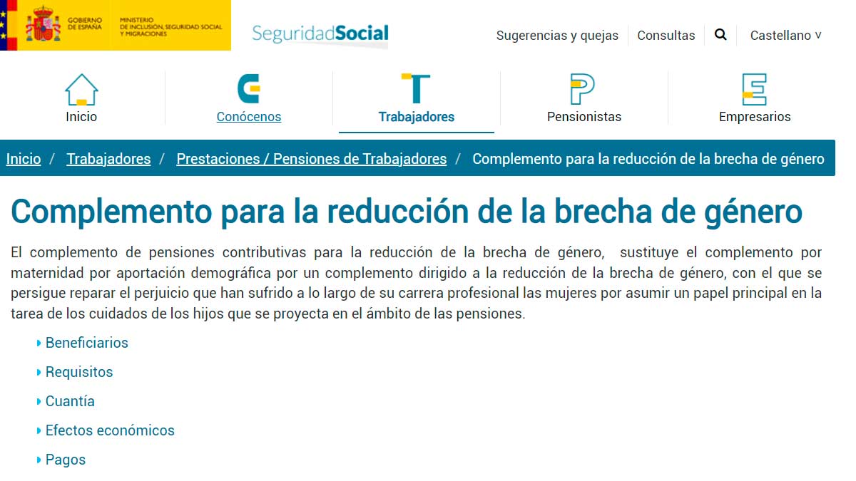 Complemento pensiones