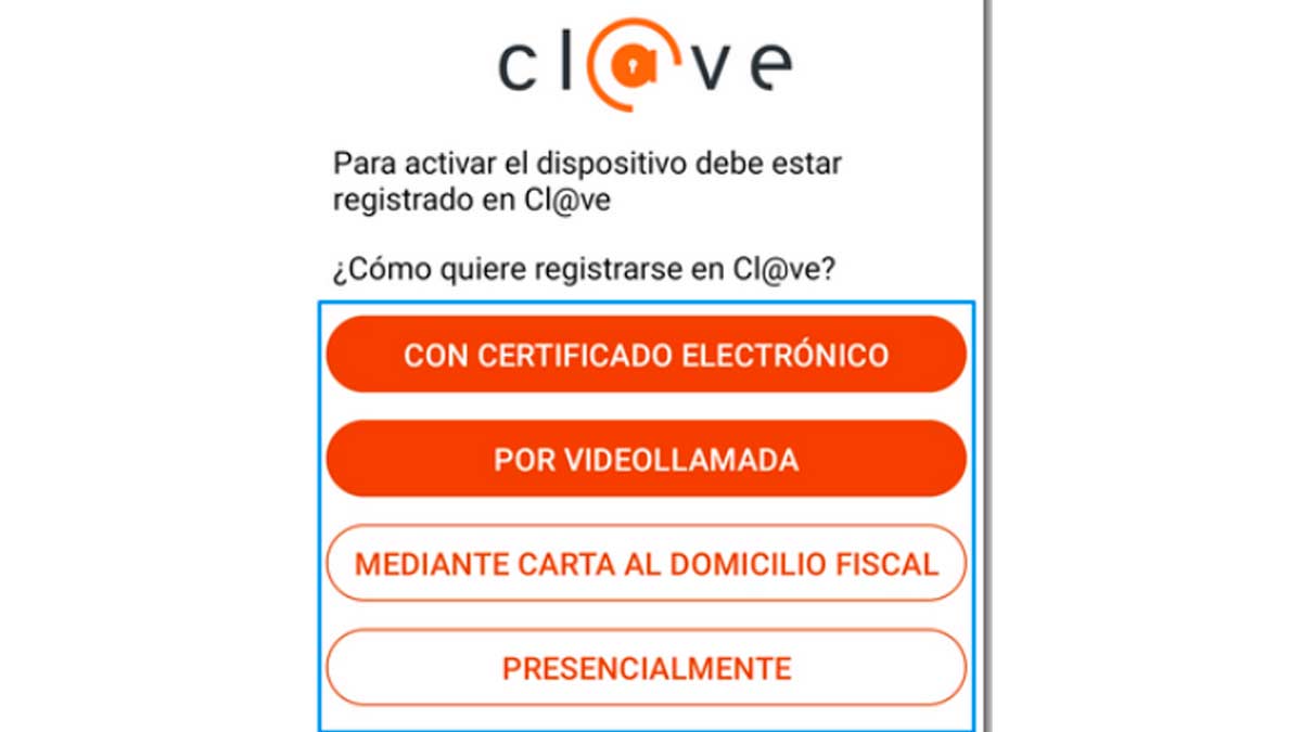 Sistema identificación Cl@ve